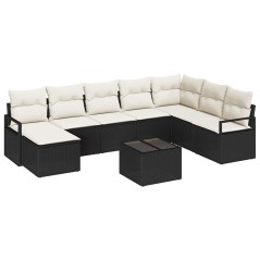 vidaXL Set da giardino 8 pezzi con cuscini marroni in polyrattan