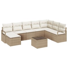 vidaXL Set Divano da Giardino 9 Pezzi con Cuscini in Rattan Sintetico Marrone