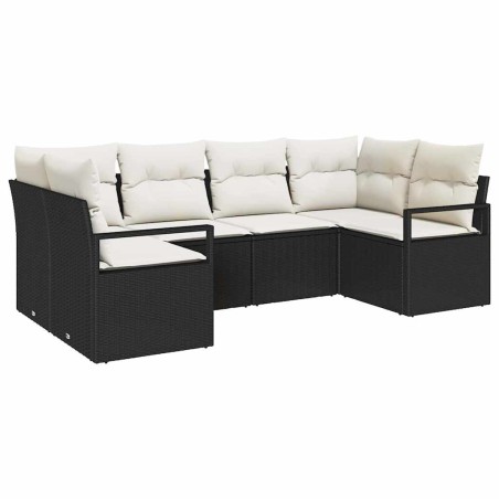 vidaXL Set di Divani da Giardino 6 Pezzi con Cuscini Neri in Polyrattan
