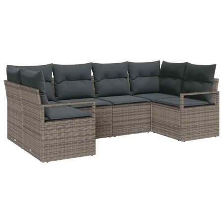 vidaXL Set di divani da giardino in 6 pezzi con cuscini grigi in rattan sintetico