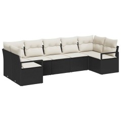 vidaXL Set di divani da giardino 7 pezzi con cuscini in rattan sintetico nero