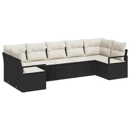 vidaXL Set di divani da giardino 7 pezzi con cuscini in rattan sintetico nero