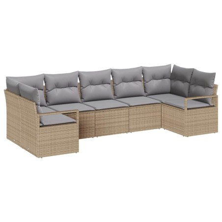 vidaXL Set Giardino 7 Pezzi con Cuscini Beige in Rattan