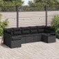 vidaXL Set Giardino 7 Pezzi con Cuscini in Rattan Nero vidaXL Set Giardino 7 Pezzi con Cuscini in Rattan Nero