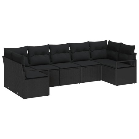 vidaXL Set Giardino 7 Pezzi con Cuscini in Rattan Nero