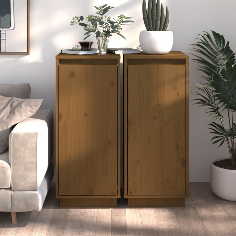 Credenze 2 pz Miele 31,5x34x75 cm in Legno Massello di Pino Credenze 2 pz Miele 31,5x34x75 cm in Legno Massello di Pino