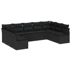vidaXL Set da Giardino in Rattan, 9 Pezzi con Cuscini