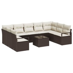 vidaXL Set Divano da Giardino 9 Pezzi con Cuscini in Polyrattan Grigio