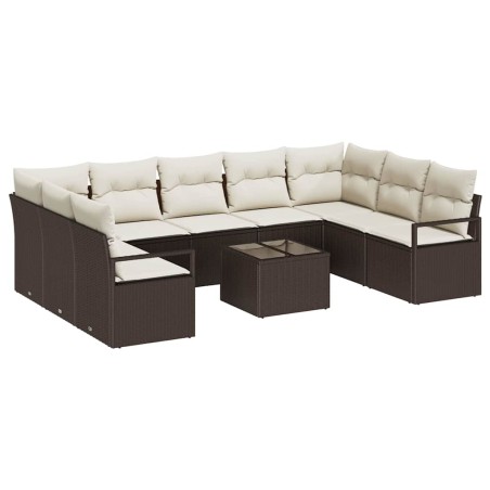 vidaXL Set Divano da Giardino 9 Pezzi con Cuscini in Polyrattan Grigio