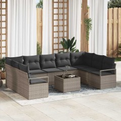 vidaXL Set Giardino Rattan Nero 9 Pezzi con Cuscini