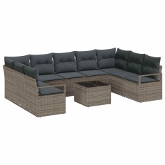 vidaXL Set Giardino Rattan Nero 9 Pezzi con Cuscini