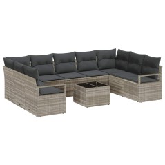 vidaXL Set Giardino con Divano a 10 Pezzi e Cuscini in Rattan Sintetico Grigio