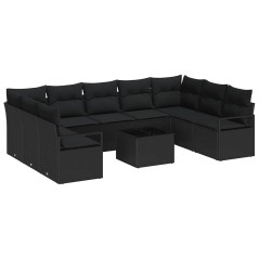 vidaXL Set Divano da Giardino a 10 Pezzi con Cuscini in Rattan Beige