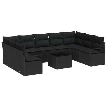 vidaXL Set Divano da Giardino a 10 Pezzi con Cuscini in Rattan Beige