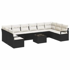vidaXL Set da giardino in 10 pezzi con cuscini in rattan sintetico marrone