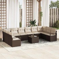 vidaXL Set Divani da Giardino 10 Pezzi con Cuscini Grigi in Rattan Sintetico