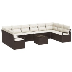 vidaXL Set Divani da Giardino 10 Pezzi con Cuscini Grigi in Rattan Sintetico