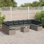 vidaXL Set di divano da giardino 10 pezzi con cuscini neri in polirattan vidaXL Set di divano da giardino 10 pezzi con cuscini neri in polirattan