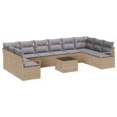 vidaXL Set di Divani da Giardino in 11 Pezzi con Cuscini Neri in Polyrattan