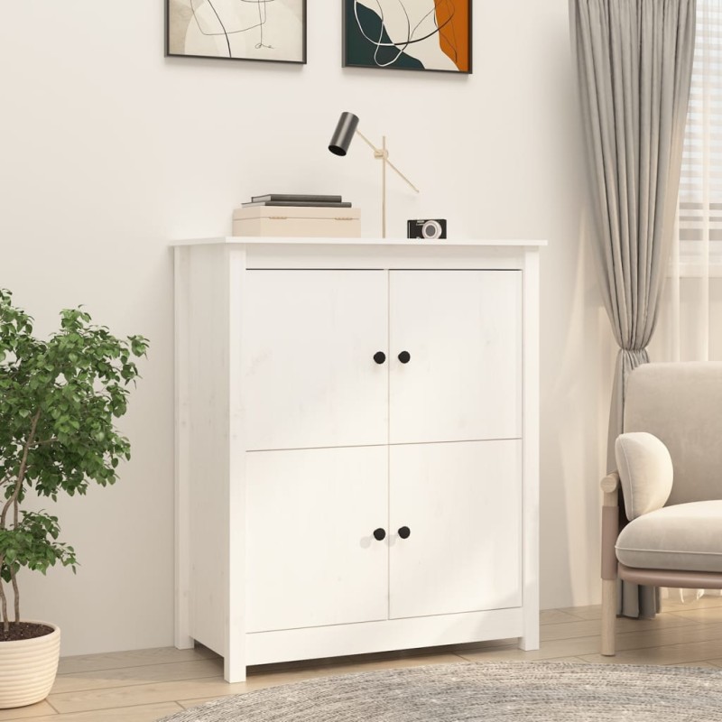 Credenza Bianca 83x41,5x100 cm in Legno Massello di Pino Credenza Bianca 83x41,5x100 cm in Legno Massello di Pino