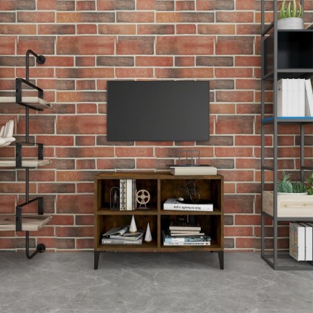 Mobile TV con Gambe in Metallo Rovere Fumo 69,5x30x50 cm