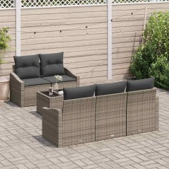 vidaXL Set di divani da giardino a 6 pezzi con cuscini grigi in rattan sintetico