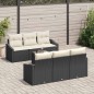 vidaXL Set di Divani da Giardino 7 Pezzi con Cuscini Neri in Rattan Sintetico vidaXL Set di Divani da Giardino 7 Pezzi con Cuscini Neri in Rattan Sintetico