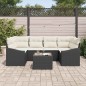 vidaXL Set pranzo da giardino 7 pezzi con cuscini neri in rattan sintetico