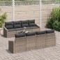 vidaXL Set di divani da giardino 7 pezzi con cuscini grigi in polirattan. vidaXL Set di divani da giardino 7 pezzi con cuscini grigi in polirattan.