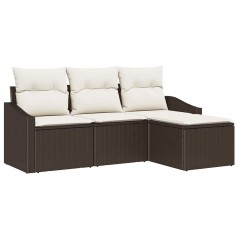 vidaXL Set da Giardino di 4 Pezzi con Cuscini - Rattan Polyrattan Marrone