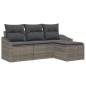 vidaXL Set Divano da Giardino a 4 Pezzi con Cuscini in Rattan Grigio vidaXL Set Divano da Giardino a 4 Pezzi con Cuscini in Rattan Grigio