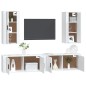 Set di Mobili Porta TV 4 pz Bianco in Legno Multistrato Set di Mobili Porta TV 4 pz Bianco in Legno Multistrato
