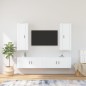 Set di Mobili Porta TV 4 pz Bianco in Legno Multistrato Set di Mobili Porta TV 4 pz Bianco in Legno Multistrato