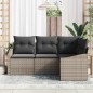 vidaXL Set da pranzo da giardino 4 pezzi con cuscini in rattan grigio vidaXL Set da pranzo da giardino 4 pezzi con cuscini in rattan grigio