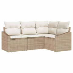 vidaXL Set da pranzo da giardino in 4 pezzi con cuscini beige in rattan sintetico