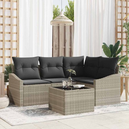 vidaXL Set da Pranzo da Giardino 5 Pezzi con Cuscini Grigi in Rattan Sintetico