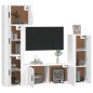 Set di Mobili Porta TV 5 pz Bianco in Legno Multistrato Set di Mobili Porta TV 5 pz Bianco in Legno Multistrato