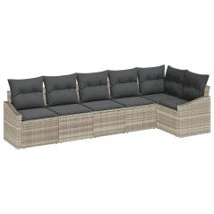 vidaXL Set giardino 6 pezzi con cuscini grigio chiaro in rattan