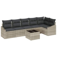 vidaXL Set da Pranzo da Giardino 7 Pezzi con Cuscini Grigi in Rattan e Poliestere