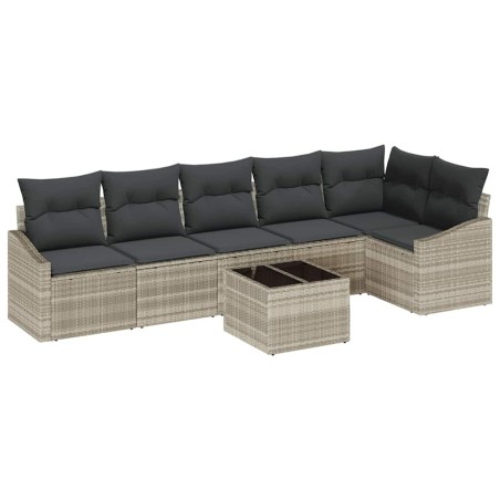 vidaXL Set da Pranzo da Giardino 7 Pezzi con Cuscini Grigi in Rattan e Poliestere