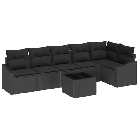 vidaXL Set da pranzo da giardino 7 pezzi con cuscini in polyrattan beige