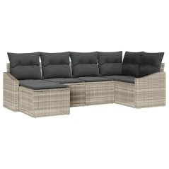 vidaXL Set da Pranzo da Giardino 6 Pezzi con Cuscini Grigio Chiaro in Rattan Plastico