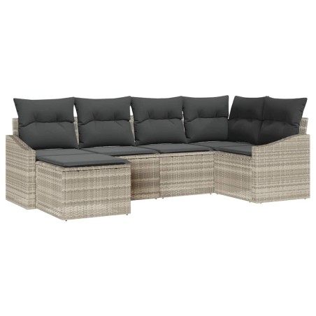 vidaXL Set da Pranzo da Giardino 6 Pezzi con Cuscini Grigio Chiaro in Rattan Plastico