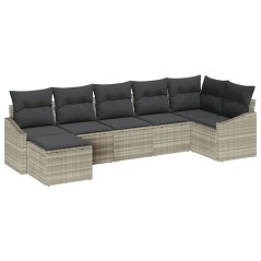 vidaXL Set da pranzo da giardino a 7 pezzi con cuscini grigio chiaro in rattan sintetico