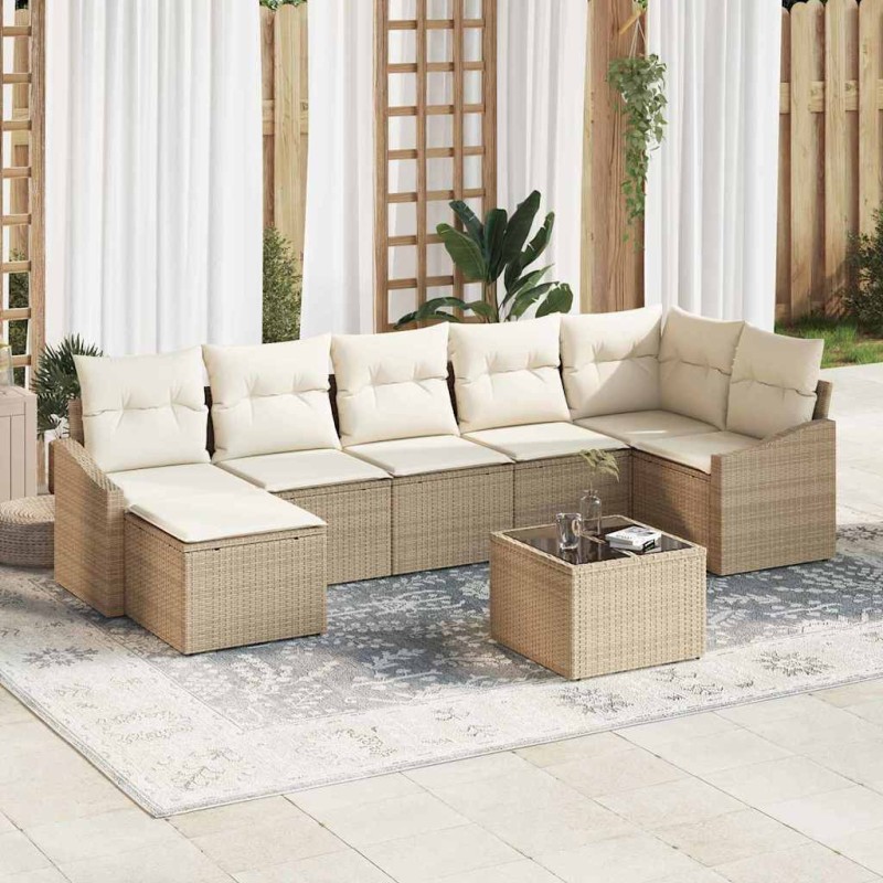 vidaXL Set da Pranzo da Giardino 8 Pezzi con Cuscini, Marrone, Rattan vidaXL Set da Pranzo da Giardino 8 Pezzi con Cuscini, Marrone, Rattan