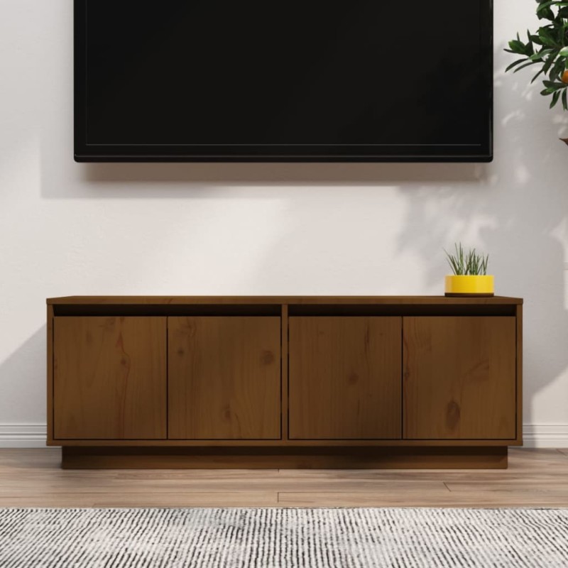 Mobile TV Miele 110x34x40 cm in Legno Massello di Pino Mobile TV Miele 110x34x40 cm in Legno Massello di Pino