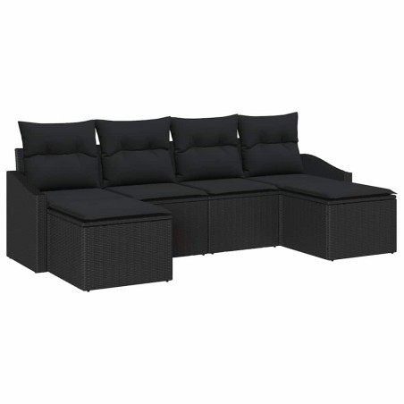 vidaXL Set da Pranzo per Giardino da 6 Pezzi con Cuscini in Rattan e Poliestere Nero