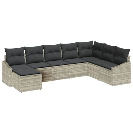 vidaXL Set da pranzo da giardino in 8 pezzi con cuscini grigi chiari in polyrattan