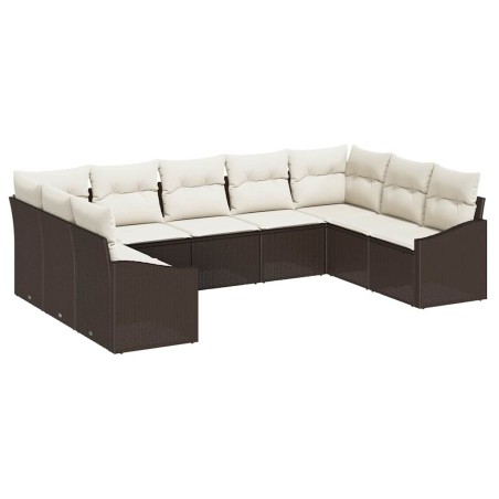 vidaXL Set da Pranzo da Giardino 9 Pezzi con Cuscini in Rattan Polivinilico Marrone