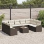 vidaXL Set da Pranzo da Giardino 10 Pezzi con Cuscini in Rattan Sintetico Marrone vidaXL Set da Pranzo da Giardino 10 Pezzi con Cuscini in Rattan Sintetico Marrone